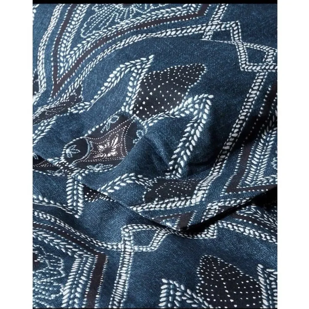 NWT Ralph Lauren Francois Full/Queen Duvet Cover Navy Blue 100% Cotton 96